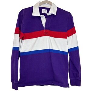 Noah Practice Cloth Rugby Shirt Purple Red White Stripe Mens XS Made in Canada